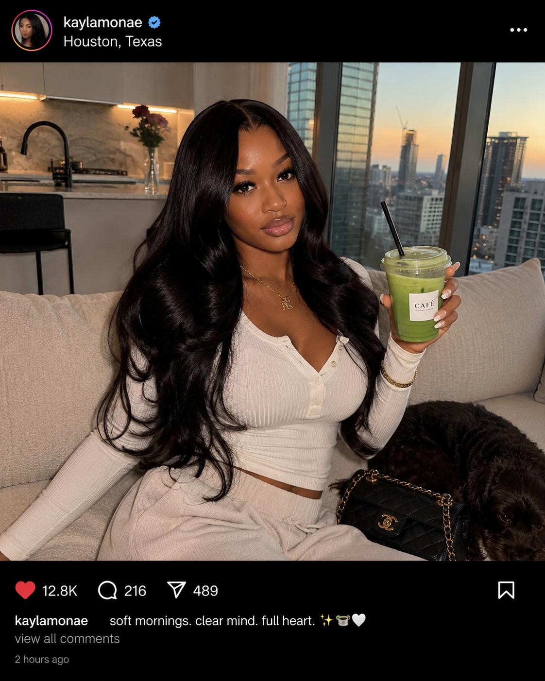 Instagram-style post preview for an AI influencer lifestyle brand